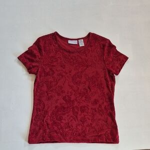 Jaclyn Smith Bold Red Elegant Short Sleeve Blouse